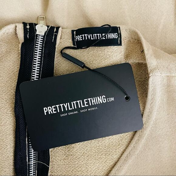 NEW New Pretty Little Thing tan ankle cinch loungewear jumpsuit 14 - Picture 7 of 9